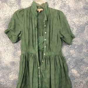 Anthropologie Green Eyelet Cotton Sundress by Carnation Lily Lily Rose Size 4